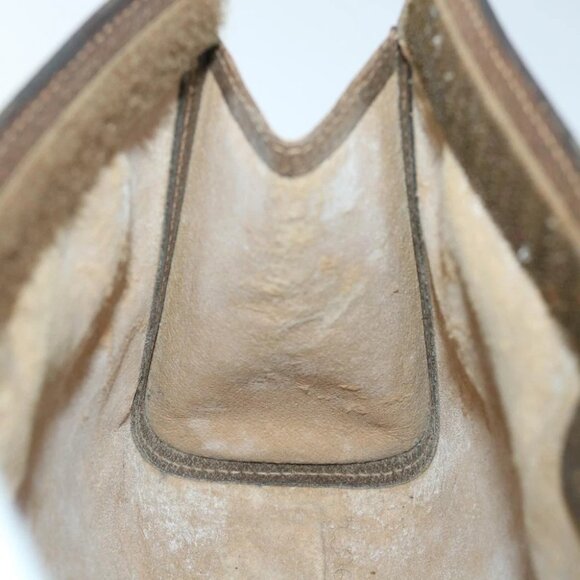 GUCCI GG Canvas Web Sherry Line Clutch Bag PVC Leather Beige Green Auth 54839 - Picture 4 of 16